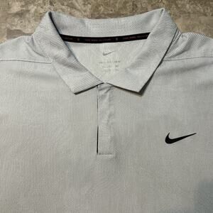 Nike Polo Shirt Mens 3XL White Tiger Woods Dri Fit ADV Snap Jacquard Golf DH0711